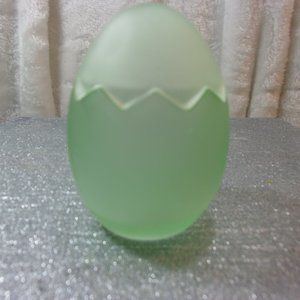 H-140 SET OF 2 COLORED GLASS EASTER EGG DECOR TRINKET JARS, PINK AND GREEN